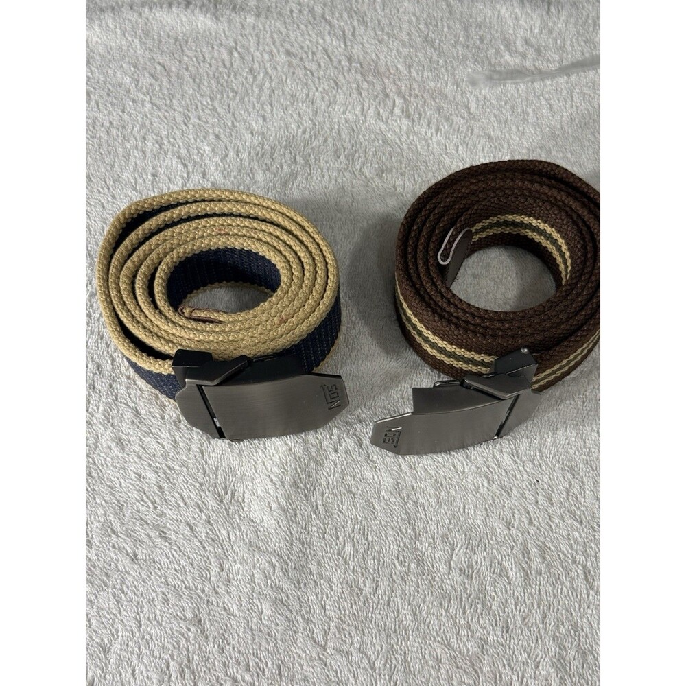 Men NWOT NOS Woven Belts Brwn W/Tan/Olive Grn Stripe 1-Not Blue\Tan Stripe Sz 46